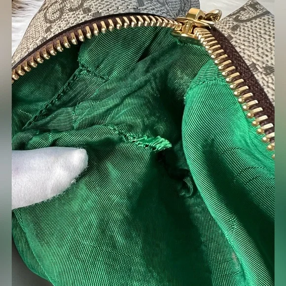 Cosmetic Bag Gucci Ophidia GG Supreme Brown Coated Canvas Large Zippy Gold Tone - Picture 16 of 17